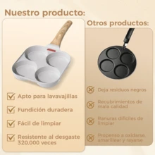 YASHE 4 Hole Pancake Pan, Non-Stick Fried Egg Pan, Durable Aluminum Frying Pan With Heat-Resistant Handle, Multi-Function Cookware For Breakfast - White - View 3