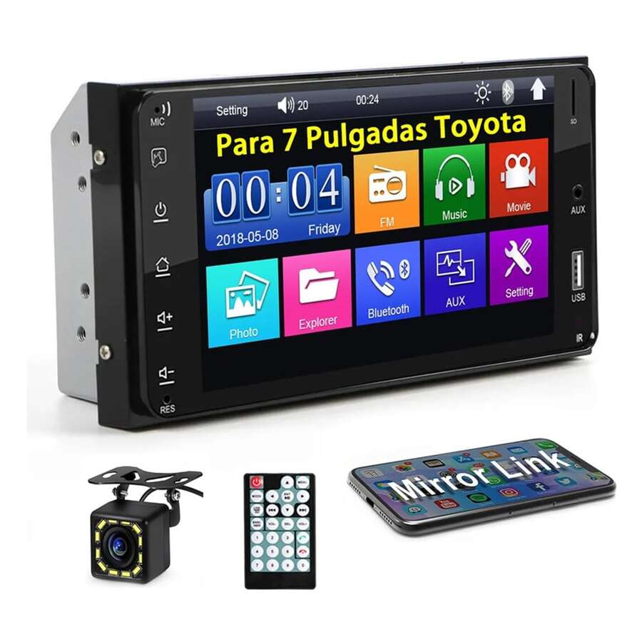 Auto Estéreo 2 Din Para Toyo ta 7 Pulgadas Pantalla Cámara Fm - Negro - Ver 1