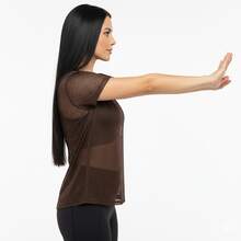 Women's Blouse Transparent Mesh Fitness Fashion Gym Casual Loose - Rỉ Nâu - Xem 3