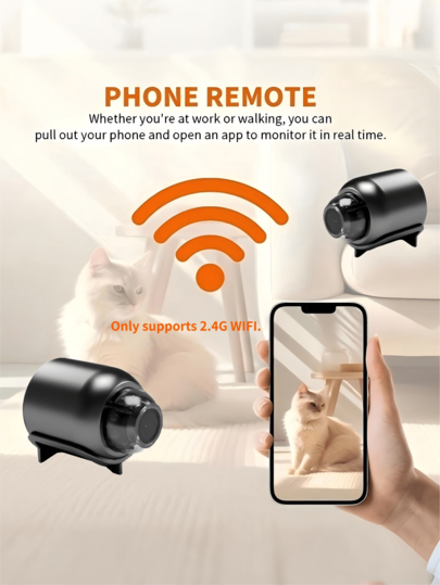 1pc 720P HD Mini Camera, Home Security Portable Hidden Slimme Night Vision Wireless WiFi Supports 2.4G Network Only, Remote Monitoring, SD Card Storage, Indoor Surveillance, USB Powered Home, Car, Office Various Scenarios, 24/7 Online Monitoring view 3