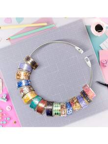 2pcs Washi Tape Storage Rack, Stainless Steel Ribbon Storage Ring With Large Hook, Office Home Closet Organizer, Can Be Hung On Any Hook, Even Fits Closet Rod, Can Hold 20 To 30 Rolls Of Washi Tape, Also Serves As A Closet Storage Rack For Belts And Belts, Items Hang Neatly Without Damaging Leather, Without Wrinkles, And Are Easy To Find Suitable For Valentine's Day Gifts And Other Holiday Gifts - Silver - View 5