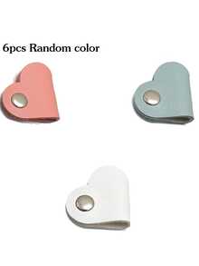 1/3/6 Pcs Heart Cord Organizer Earbud Holder Earphones Headphones Cable Winder Earbud Organizer, PU Leather Cable Organizer Gifts For Men Women Couple, Matcha (Random Color)