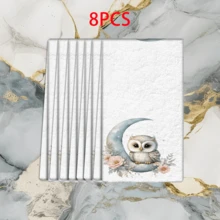 2/4 Pcs Set, Dish Towels, Owl Pattern Printed Super Absorbent Microfiber Modern Dish Cloths, Cooking And Baking Tea Towels, Cleaning Rags, Hand Towels, Highly Absorbent And Soft, Kitchen Decor, Gifts For Neighbors, Mothers, Birthdays, Housewarming Gifts For Friends, Kitchen Essentials, Daily Necessities