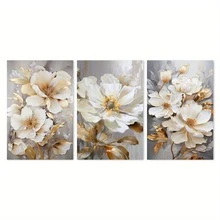 3pcs Set Elegant Magnolia Flower Canvas Art Prints - Vintage & Modern Style Wall Decor For Living Room, Bedroom, Home Office - Frameless