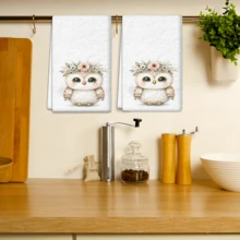 2/4 Pcs Set, Dish Towels, Owl Pattern Printed Super Absorbent Microfiber Modern Dish Cloths, Cooking And Baking Tea Towels, Cleaning Rags, Hand Towels, Highly Absorbent And Soft, Kitchen Decor, Gifts For Neighbors, Mothers, Birthdays, Housewarming Gifts For Friends, Kitchen Essentials, Daily Necessities