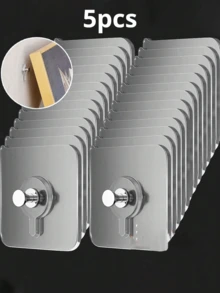 5/10/20/30pcs Set Modern Wall Mounted Practical Hooks - Easy Installation, Strong Adhesive, No Drilling Required, Waterproof Plastic Hooks, Suitable For Kitchen And Bathroom, Can Hang Photos, Frames, Posters, Clocks, Etc. - Multicolor - View 8