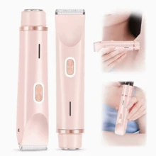 Two-In-One Electric Shaver For Women -Wet And Dry Hair Remover, Suitable For Face,Eyebrows, Legs And Armpits -Portablebikini Trimmer, Dual-Head Design,Rechargeable USB Charging, Stainless Steelblade, Gentle And Effective Shaving