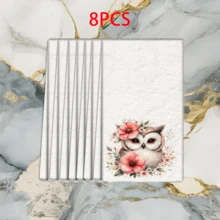 2/4 Pcs Set, Dish Towels, Owl Pattern Printed Super Absorbent Microfiber Modern Dish Cloths, Cooking And Baking Tea Towels, Cleaning Rags, Hand Towels, Highly Absorbent And Soft, Kitchen Decor, Gifts For Neighbors, Mothers, Birthdays, Housewarming Gifts For Friends, Kitchen Essentials, Daily Necessities