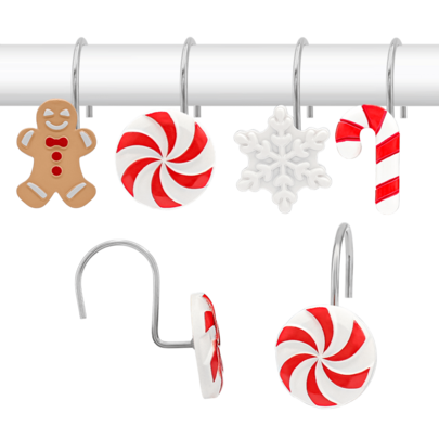 12pcs Christmas Gingerbread Man Candy Decorative Hooks. Waterproof, Rust-Proof, And Durable, Suitable For Decorating Christmas Parties, Bathrooms, And Kitchens