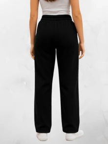 Pantalón de Pana Tipo Cargo para Mujer de Pana.  Cintura Elástica. - Negro - Ver 2