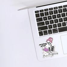 1PC "Crying Over Book Boyfriends" Skeleton Reader Sticker – Dramatic Romance Meme, Waterproof Vinyl For Tablet Covers, Bookshelves & Bookish Hearts. Stickers Scrapbook Supplies Funny Stickers Scrapbooking Supplies Kindle - Multicolor - View 4