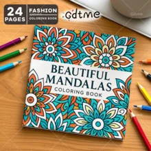 GDTME Sách tô màu Mandala 24 trang, phù hợp cho người lớn, thanh thiếu niên và học sinh, sách tự vẽ dành cho học sinh - Giấy dày hơn, kích thước 7.9x7.9 inch, bìa được thiết kế độc đáo | Món quà thư giãn lý tưởng cho Lễ Phục Sinh, Giáng Sinh, Ngày Valentine và Sinh Nhật, văn phòng phẩm tựu trường, đồ dùng văn phòng và đồ dùng học tập (Bao gồm 5 hình dán ngẫu nhiên) - Nhiều màu - Xem 12