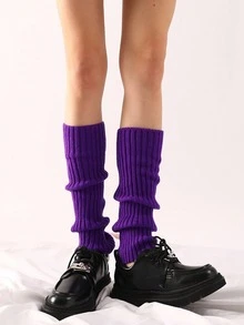 1双冬季保暖万圣节连衣裙针织女式腿套，舒适 - 紫色 - 查看 3