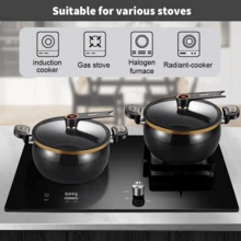 Lislark 7L Iron Micro Pressure Cooker Soup Pot Non-Stick Stock Pot Kitchenware With Lid - Black - View 7