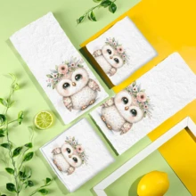 2/4 Pcs Set, Dish Towels, Owl Pattern Printed Super Absorbent Microfiber Modern Dish Cloths, Cooking And Baking Tea Towels, Cleaning Rags, Hand Towels, Highly Absorbent And Soft, Kitchen Decor, Gifts For Neighbors, Mothers, Birthdays, Housewarming Gifts For Friends, Kitchen Essentials, Daily Necessities