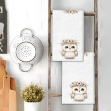 2/4 Pcs Set, Dish Towels, Owl Pattern Printed Super Absorbent Microfiber Modern Dish Cloths, Cooking And Baking Tea Towels, Cleaning Rags, Hand Towels, Highly Absorbent And Soft, Kitchen Decor, Gifts For Neighbors, Mothers, Birthdays, Housewarming Gifts For Friends, Kitchen Essentials, Daily Necessities