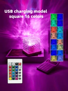 1 Packung C-förmige runde Nachtischlampe mit Kristall, kreative Nachttischlampe mit rotierendem Wasserrippeneffekt, Flammen-Atmosphärenleuchte mit 16 Farben und Fernbedienung, Schlafzimmer RGB Fernbedienungs-Nachtlicht mit rotierendem Wasserrippendesign, geeignet für Kinderzimmer, Schlafzimmer, Flur