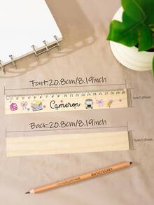 1 pieza Regla de medición de madera con nombre personalizado, borde de 20 cm, herramienta de oficina y estudio para dibujar y medir, herramienta de dibujo personalizada para compañeros de clase - Multicolor - Ver 8
