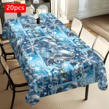 1/20 件圣诞桌布，圣诞球，雪花图案桌布，冬季桌布，长方形桌布，适合主题派对，家居装饰，适合室内外使用，圣诞装饰，新年礼物，高品质，圣诞快乐 - 彩色 - 查看 11