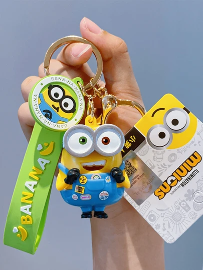 Minions Bob Shout Keychain Charm, Green Edition, Expressive Figure, Dynamic Pose, Bag & Key Decor, Office Desk Buddy, Gift For Movie Buffs, Fun Collectible, Alloy Chain, Kawaii Pop, Backpack Clip, Gift Ready, Limited Run, Green Aesthetic, Minion Lover, Stylish Gift, Desk Display