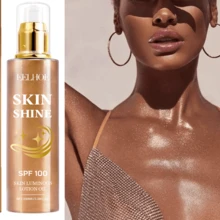 100ml 身体闪光油，用于闪光身体、面部和头发的化妆配件，持久防水且不油腻，女士高光按摩闪光身体油闪粉，Y2K 化妆派对海滩旅行假期 - 棕色 - 查看 6