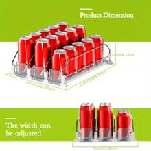 Drink Organizer For Fridge, Soda Can Organizer Dispenser For Refrigerator With Automatic Pusher Glide, Width Adjustable Clear Dividers Can Holder