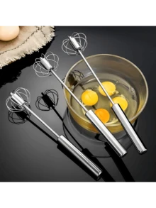 Stainless Steel Egg Whisk, Hand Push Rotary Whisk Blender, Versatile Milk Frother, Hand Push Mixer Stirrer For Blending, Whisking, Beating & Stirring (12in) - Bạc - Xem 2