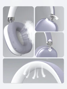 GENAI 无线耳机，带麦克风，HiFi立体声，可折叠轻巧，音量控制，3.5mm立体声线，强劲低音，适用于家庭、办公室、手机、电脑等场景。 - 紫色 - 查看 7