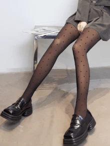 1条装 80克/220克/300克 女士连裤袜，保暖内衬连裤袜，黑色性感透视长款连裤袜，适合春秋季穿着，加厚保暖内衬连裤袜，适合秋冬季穿着，舒适商务连裤袜，适合冬季穿着（适合10-25°C） - 黑色 - 查看 4