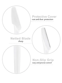 Bộ dụng cụ cạo lông mày màu trắng 60/30/12/6/3/1 món, bao gồm máy tỉa và cạo lông mày, dụng cụ loại bỏ chai sần và tẩy lông cơ thể, bộ dao cạo mặt và lông mày với lưỡi dao cán dài và vỏ bảo vệ, dụng cụ làm đẹp cho nữ dùng hàng ngày hoặc khi đi du lịch, giá cả phải chăng, quà Giáng sinh, dụng cụ làm đẹp, quà tặng giá trị tuyệt vời, quà tặng cho nữ, quà Giáng sinh. - trắng - Xem 4