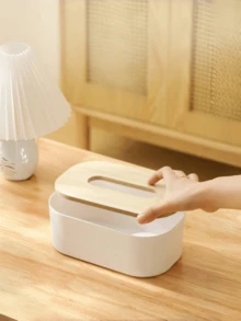 Modne pudełko na chusteczki z drewnianą pokrywką, pudełko do przechowywania akcesoriów biurkowych, kreatywny uchwyt na chusteczki do twarzy w domu i salonie