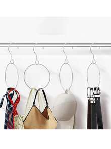 2pcs Washi Tape Storage Rack, Stainless Steel Ribbon Storage Ring With Large Hook, Office Home Closet Organizer, Can Be Hung On Any Hook, Even Fits Closet Rod, Can Hold 20 To 30 Rolls Of Washi Tape, Also Serves As A Closet Storage Rack For Belts And Belts, Items Hang Neatly Without Damaging Leather, Without Wrinkles, And Are Easy To Find Suitable For Valentine's Day Gifts And Other Holiday Gifts - Silver - View 2