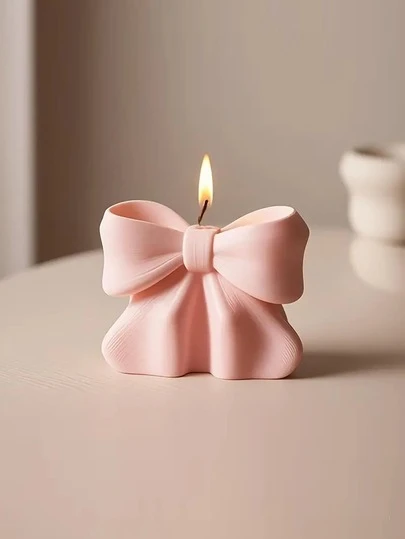 1pc Bow Candle Decoration, Bow Gift Design - Holiday Gift Indoor Deodorizing Fragrance Fresh And Lasting Aromatherapy Aromatherapy Candle, Lover Gift, Autumn, Christmas, Winter, Holiday Gift