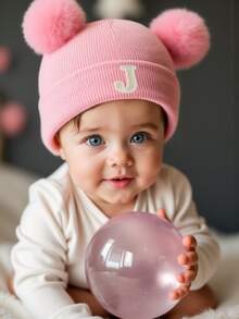 1 pieza Gorro de bebé tejido con letra A-Z, Gorro de niña bebé, Gorro tejido para niños, Accesorios para bebé, Gorro para niños, Gorra elástica, 0-3 años, Gorro para niños y niñas bebés