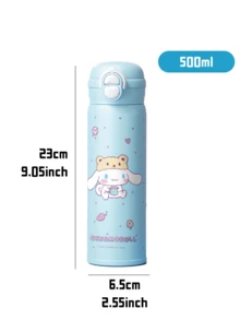 Sanrio Cinnamoroll Double Drink Thermos 500 ml, high-quality SUS316 steel, straw or direct-sip lid, vacuum insulation keeps drinks hot/cold for hours, silicone seal ring, flip-lock caps base fits car holders & backpack pockets, perfect for school, office, travel, gift-ready for Sanrio fans - 大耳狗 - 查看 2
