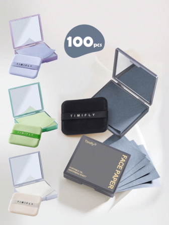 400/100 Sheets Portable Oil Blotting Paper For Oily Skin Care,3-In-1 With Mirror, Puff, Blotting Paper, Lavender, Gardenia, Green Tea, Charcoal Natural Soft Face Tissues,Scented Facial Blotting Paper Oil Control Tissue, For Men Women Travel Supplies, Easy To Grab One