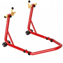 1 Motorradständer, Verstärkter Stahl, Motorradheber verstellbar, ideal als Motorradzubehör für Werkstatt und Garage - Rot - Übersicht 5