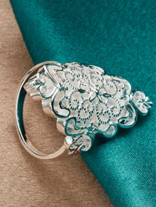 925 纯银光滑表面锆石戒指，适合女士婚礼订婚时尚珠宝