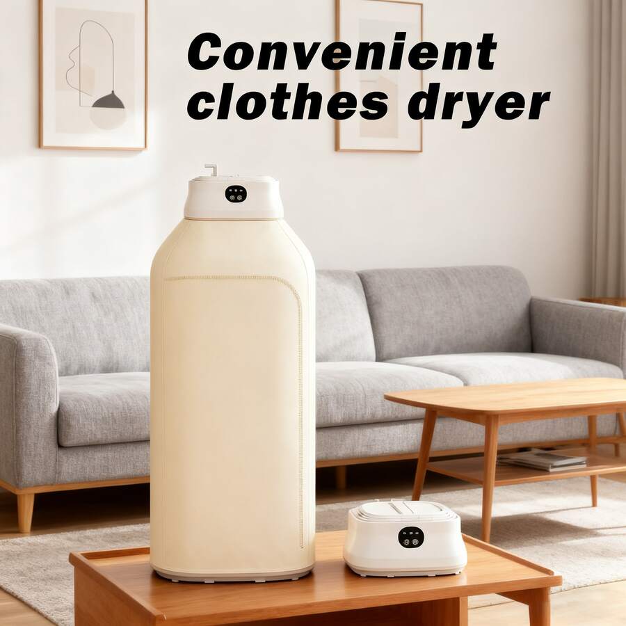 Portable And Foldable Clothes Dryer: Remote Control, Smart Home Use, Fast Drying - White - View 1