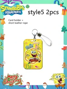 2/4/6 pezzi Porta tessere SpongeBob SquarePants, per metropolitana, campus, autobus, tessera pasto, tessera cittadino, tessera controllo accessi, tessera ritiro/consegna, tesserino di lavoro, cordino, guscio rigido, pass di accesso, etichetta, migliore decorazione per atmosfera festiva