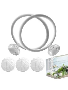 斗鱼训练环和过滤球套装，带吸盘和硝化球的斗鱼训练环，斗鱼鱼缸玩具，虎鱼水族箱锻炼玩具，水族箱装饰用品，鱼缸配件喂食环，采用坚固的塑料制成，这款斗鱼训练环可长时间浸泡在水中，确保其可靠的性能和耐用性，适用于大多数小型、中型和大型水族箱，白色 - 白色 - 查看 12