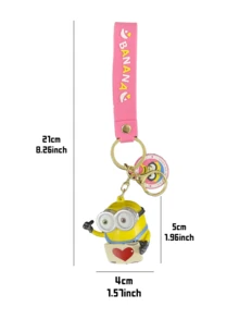 Minions Bob Love Letter Keychain Charm, Pink Edition, Romantic Figure, Heart Letter Prop, Bag & Key Decor, Room Accent, Valentine Gift, Anniversary Surprise, Alloy Chain, Kawaii Touch, Backpack Clip, Gift Ready, Limited Design, Pink Aesthetic, Bob Lover, Love Theme, Clip, Gift Ready, Limited Design, Pink Aesthetic, Bob Lover, Love Theme, ute - 鮑伯情書款 - 查看 10