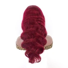 Eulisi Tóc giả ren phía trước màu đỏ tía 99J làm từ tóc thật 180 mật độ 26 inch 13x4 sóng cơ thể HD tóc giả ren phía trước làm từ tóc thật với tóc giả màu đỏ không keo đã nhổ sẵn tóc giả ren phía trước màu đỏ rượu vang - Màu Đỏ Sâu - Xem 19