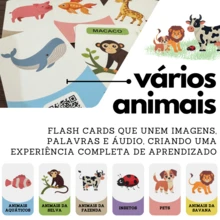 Flash Cards Animais Ciranda Cultural Bilíngue 56 Cartas Infantil Curso Escola Ensino English Educativo QR Code - Multicolorido - Visão 5