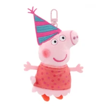Official Licensed Cute Cartoon Peppa Pig & George Plush Keychain And Soft Plush Pendant, Suitable For Backpacks, Handbags, Tote Bags, Shoulder Bags, Travel Bags, Schoolbags, Luggage And Car Rearview Mirrors, Comes With Party Hat - Multicolor - View 8
