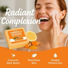 Turmeric Lemon & Kojic Acid Whitening Soap, For Dark Spot Removal, Hyperpigmentation & Skin Lightening, Brightening Skin Tone For Armpit, Neckline, Thigh Elbow & Knee | Oil Control, Face And Body Dirt Cleansing, Removing Black Spots, Enhances Smoothness| Rich Foam & Deep Cleansing Essential Oil Soap 100g Value Size - Orange - View 4