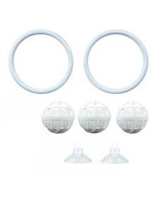 斗鱼训练环和过滤球套装，带吸盘和硝化球的斗鱼训练环，斗鱼鱼缸玩具，虎鱼水族箱锻炼玩具，水族箱装饰用品，鱼缸配件喂食环，采用坚固的塑料制成，这款斗鱼训练环可长时间浸泡在水中，确保其可靠的性能和耐用性，适用于大多数小型、中型和大型水族箱，白色 - 白色 - 查看 9