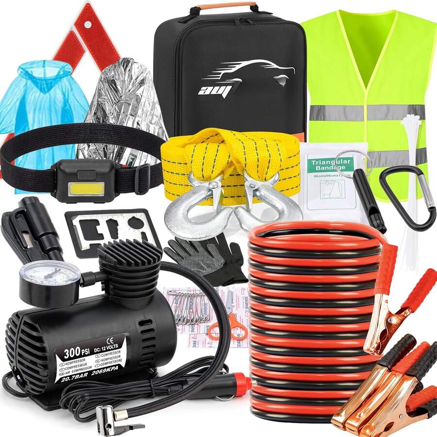 Roadside Kit, Safety Kit Portable Kits For With Jumper Cables, Tow ...