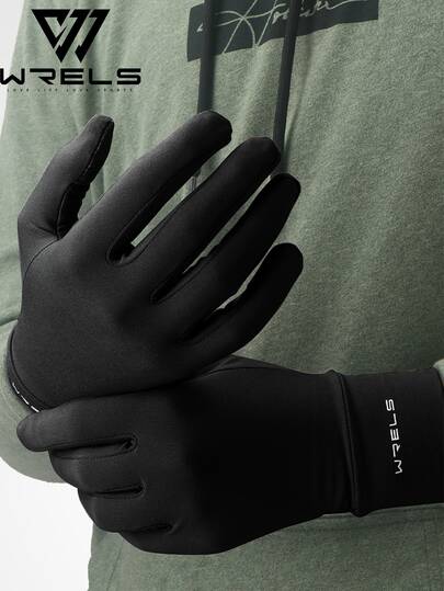 WRELS 1 paire de gants de cyclisme en polaire fine à écran tactile améliorés WRELS, gants à doigts entiers de couleur unie mode pour hommes, convenant pour les trajets quotidiens et les sports de plein air, chauds pour l'automne/l'hiver