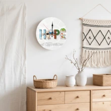 ​​Custom Wall Clock - Interchangeable Black & White Hands, 2D Flat Painting Design For Kids Room, Nursery, Office Decor (12 Inch Round)​